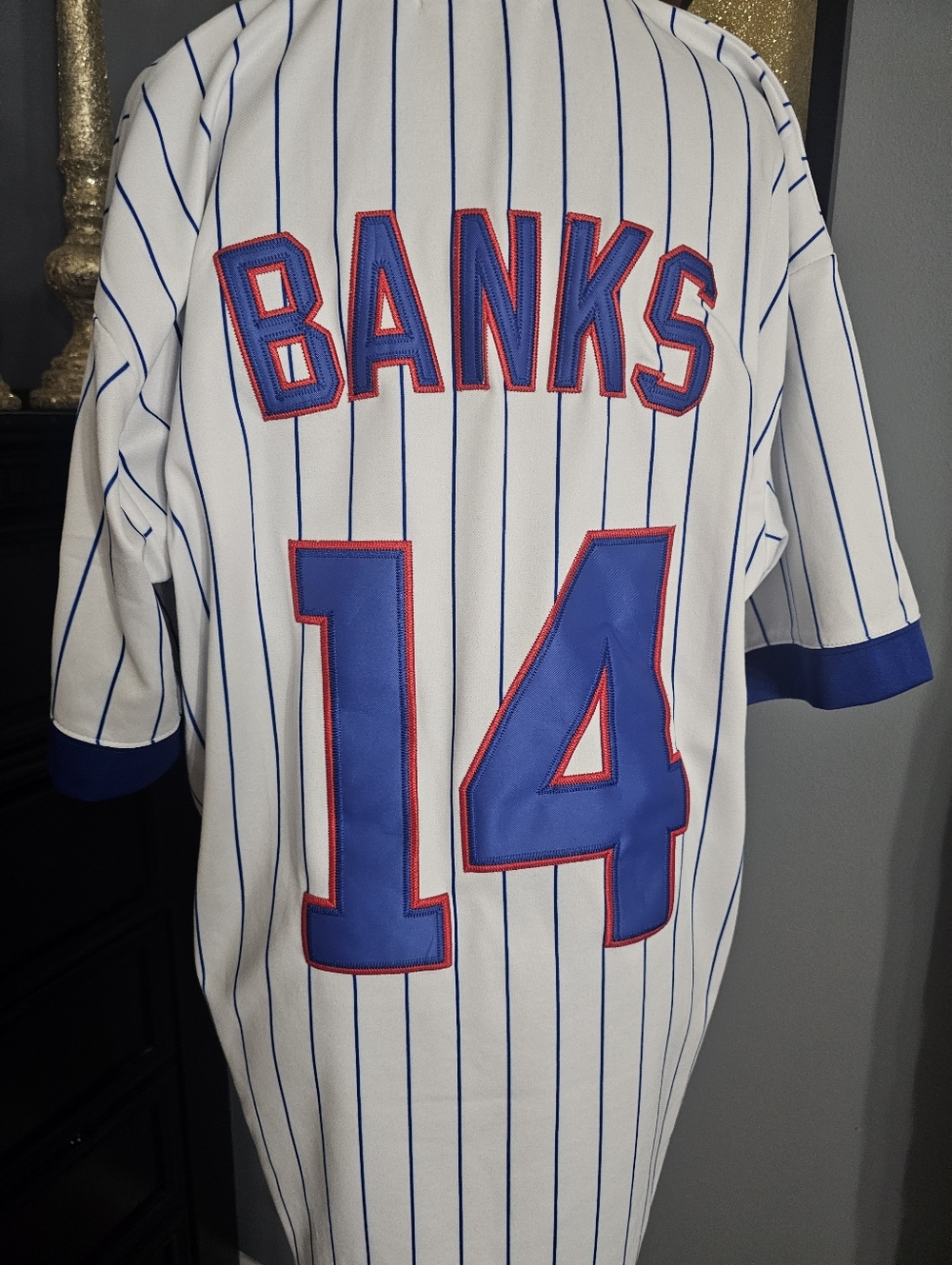 Mitchell & Ness White Jersey with Blue Pinstripes - Picture 4 of 5
